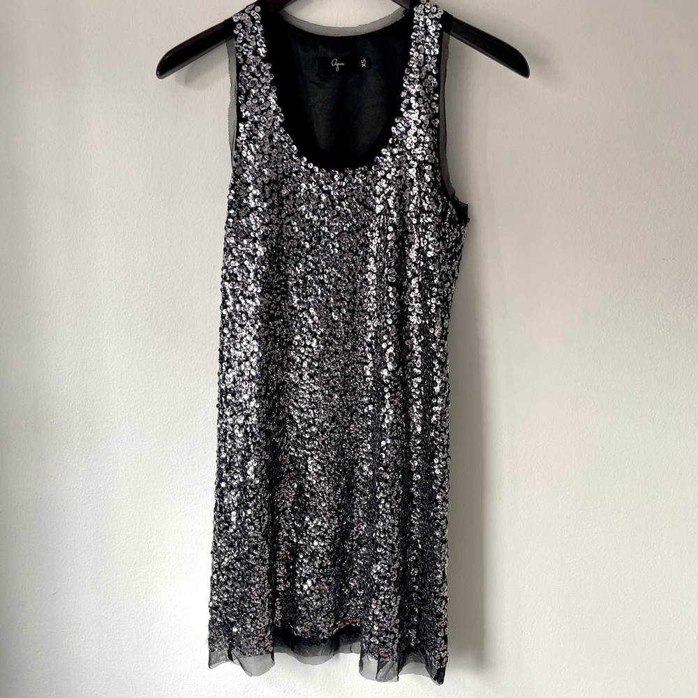 Aqua Racerback Silver Sequin Party Mini Dress